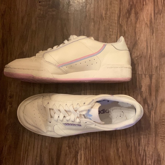 Adidas Continental 80 light cream with pink and blue details. Womens 8 1/2 - Picture 2 of 8